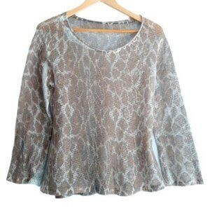 Made in Italy | Leopard Pattern Wool & Mohair Blend Light Top Sz M